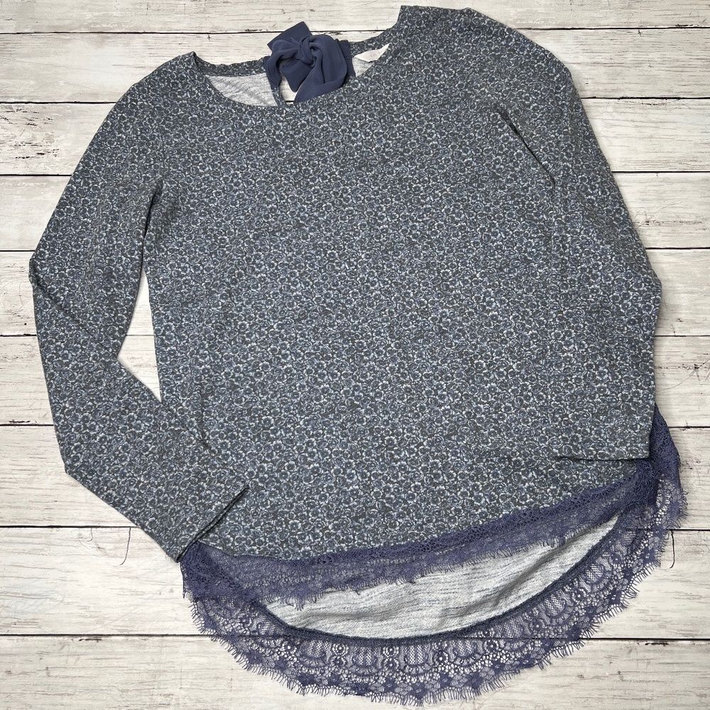 Lauren Conrad Long sleeve round neck top in purples and blues XS